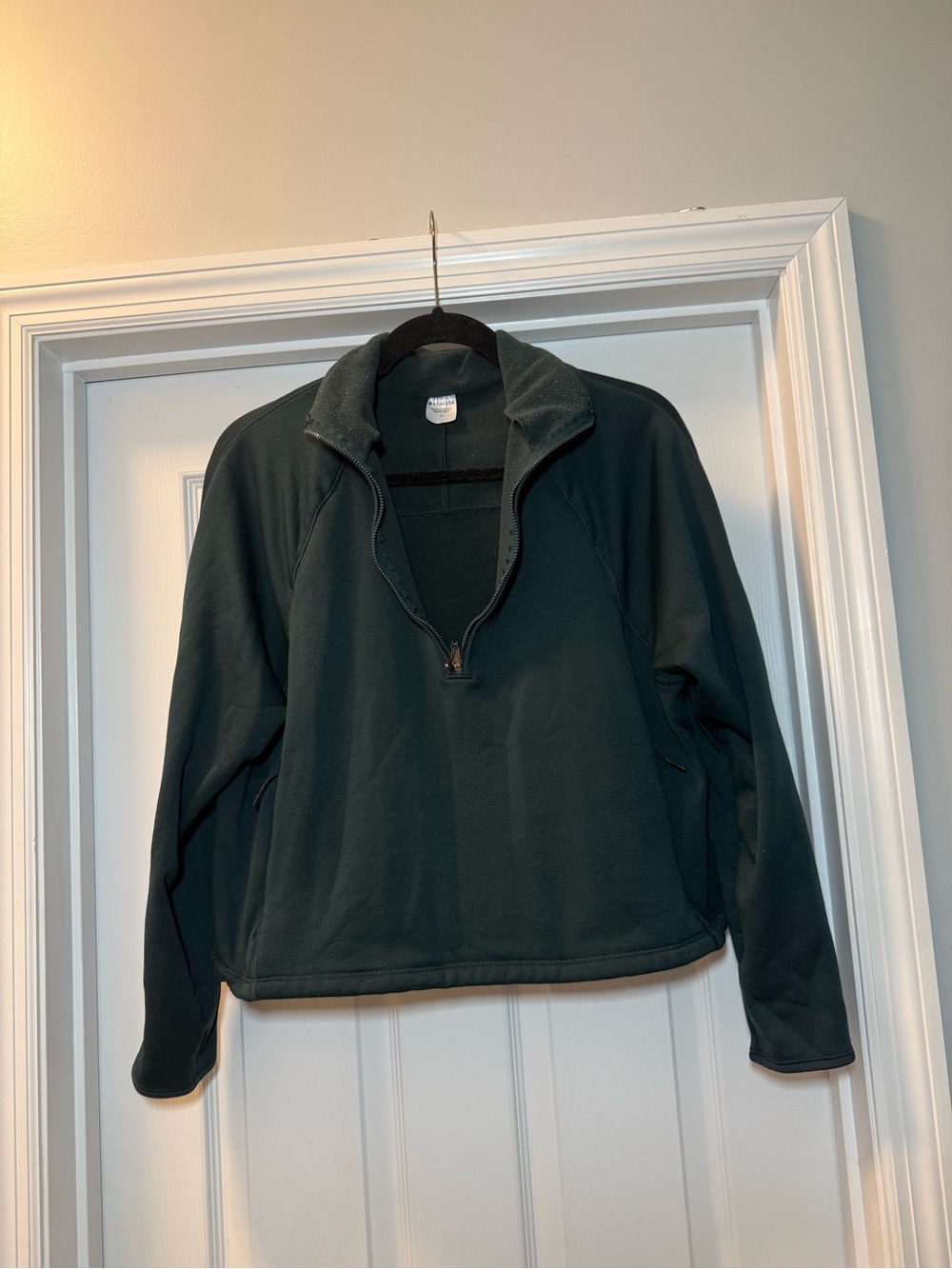 Athleta Dark Green Quarter-Zip Fleece Pullover